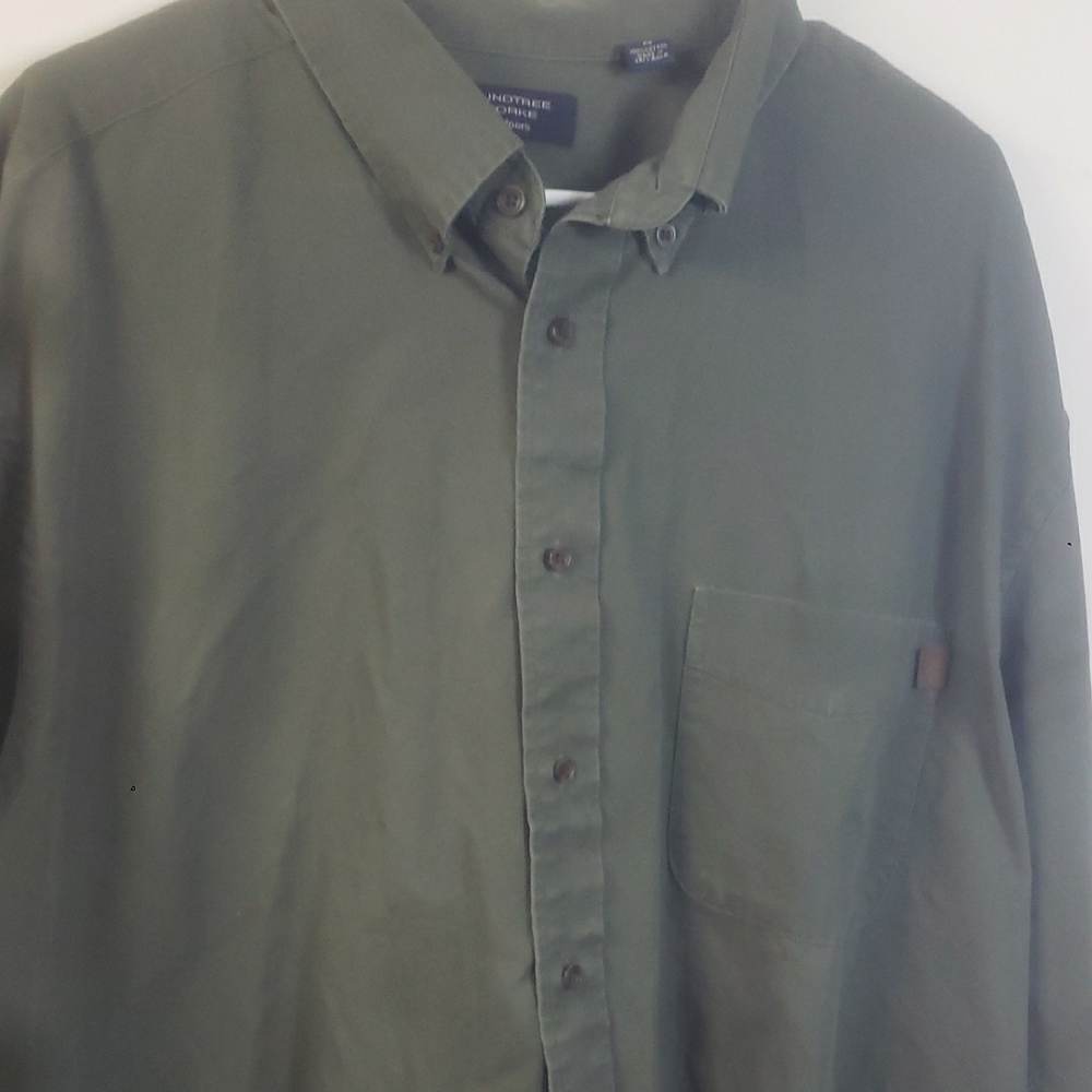 Roundtree & Yorke Olive Green Casual Button Down Shirt XL Mens